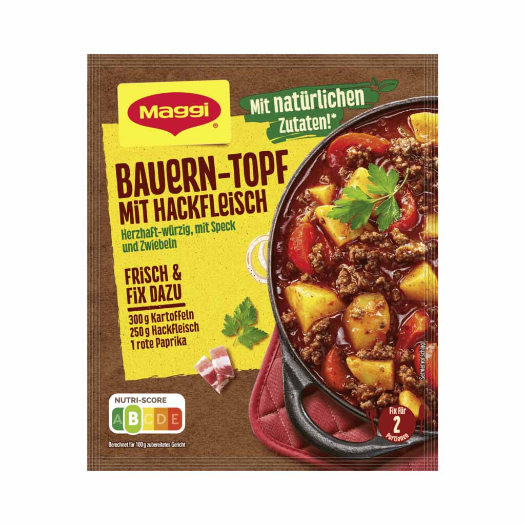 An image of  Maggi Fix Bauern-Topf mit Hackfleisch 39g | Sold by Heimat.one, the home to original German products.