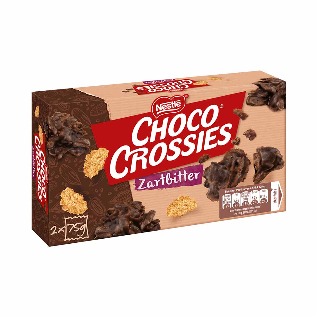 An image of  Nestlé Choco Crossies Zartbitter 2x75g | Sold by Heimat.one, the home to original German products.