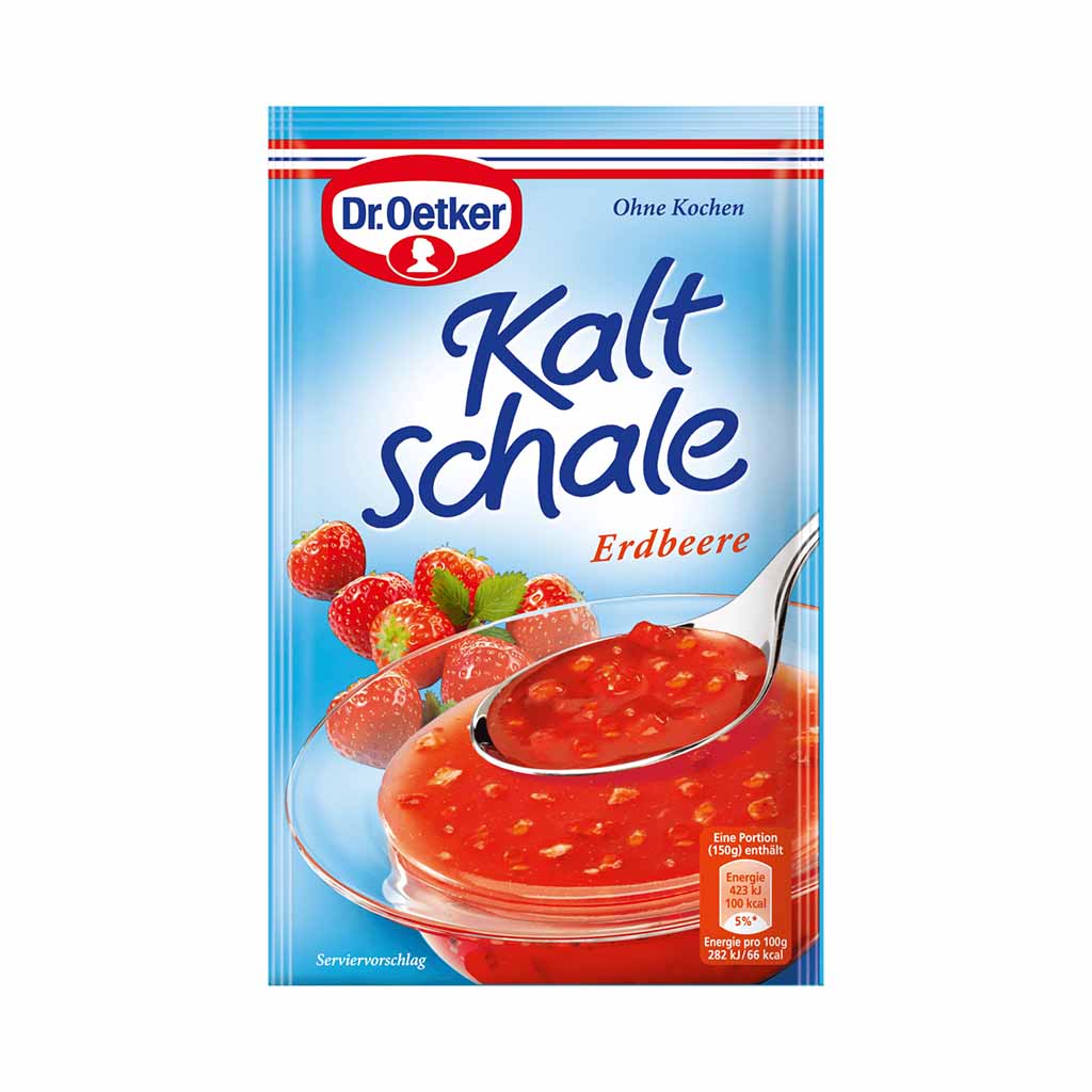 An image of  Dr. Oetker Kaltschale Erdbeere 52g | Sold by Heimat.one, the home to original German products.