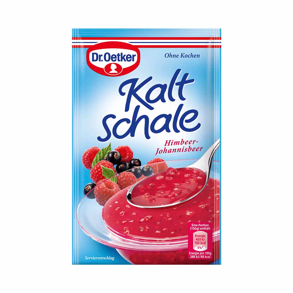 An image of  Dr. Oetker Kaltschale Himbeer Johannisbeer 57g | Sold by Heimat.one, the home to original German products.