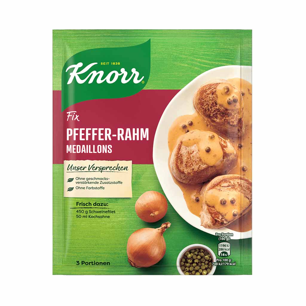 An image of  Knorr Fix Pfeffer Rahm Medaillons 35g | Sold by Heimat.one, the home to original German products.