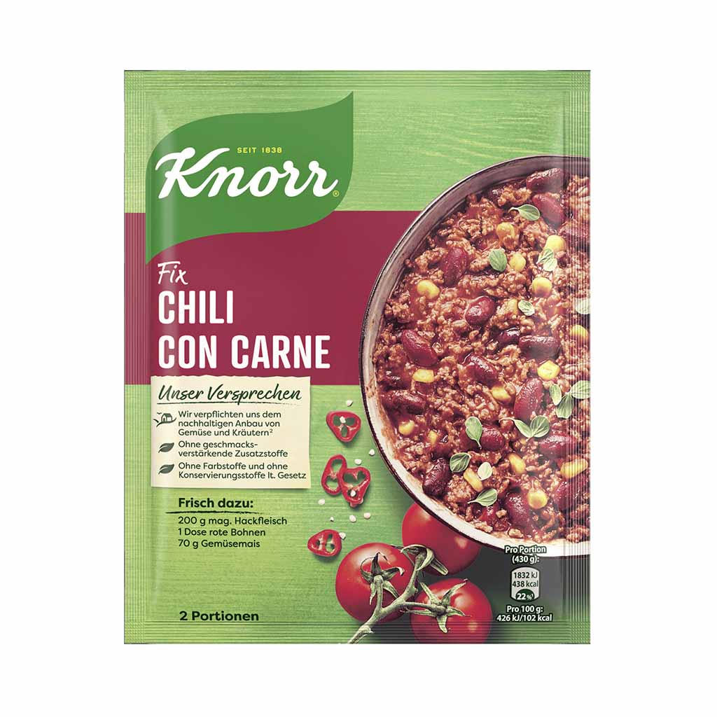 An image of  Knorr Fix Chili con Carne 33g | Sold by Heimat.one, the home to original German products.