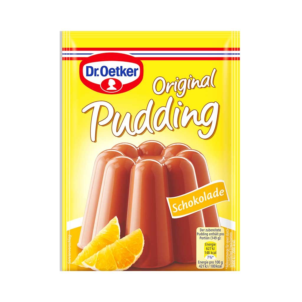 An image of original Dr. Oetker Original Pudding Schokolade  -  available now from Heimat.one, the home of German products in the UK.