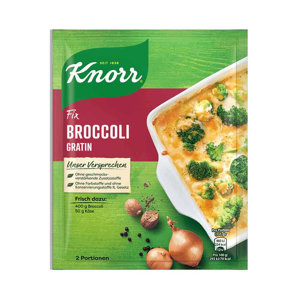An image of original Knorr Fix Broccoli Gratin  -  available now from Heimat.one, the home of German products in the UK.