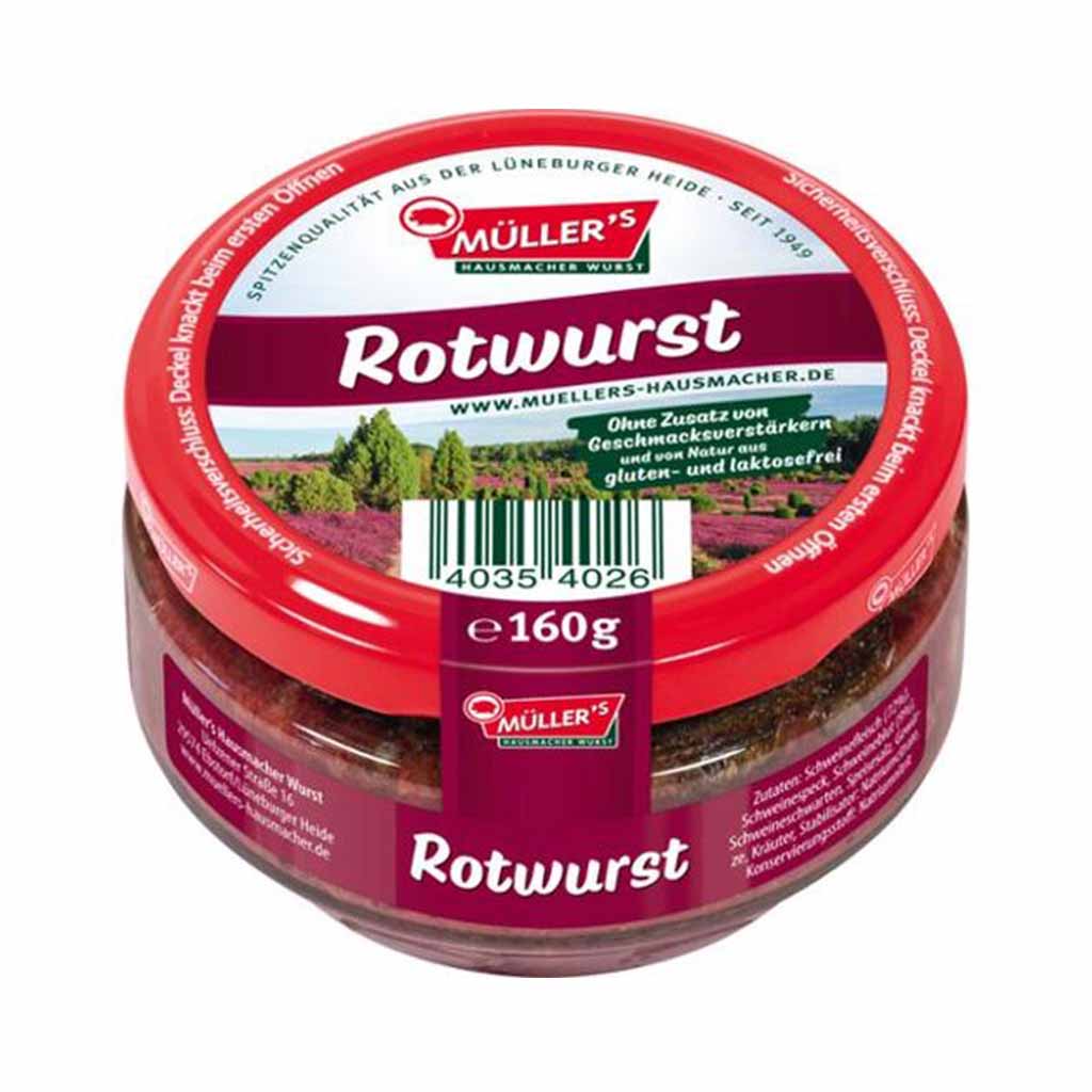 An image of original Müllers Rotwurst, 160g  -  available now from Heimat.one, the home of German products in the UK.
