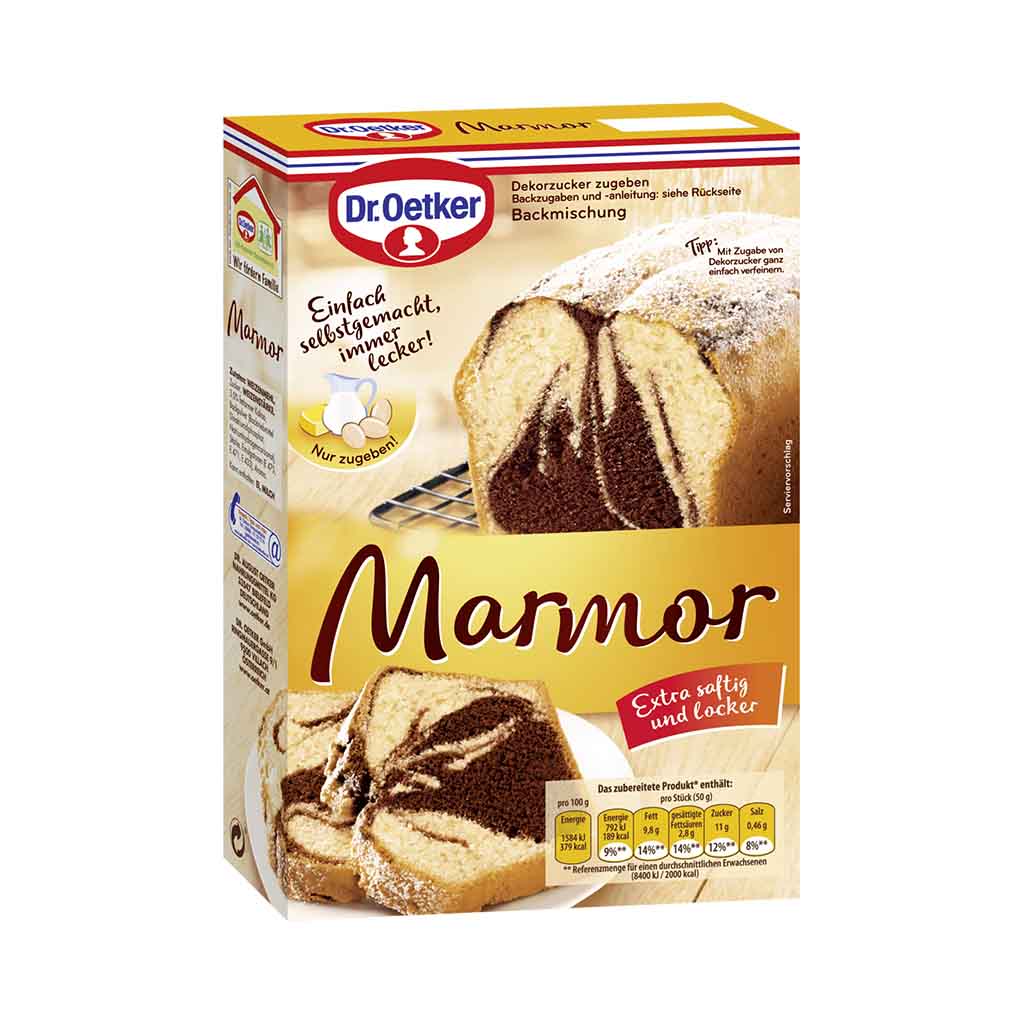 An image of  Dr. Oetker Backmischung für Marmor Kuchen 400g | Sold by Heimat.one, the home to original German products.