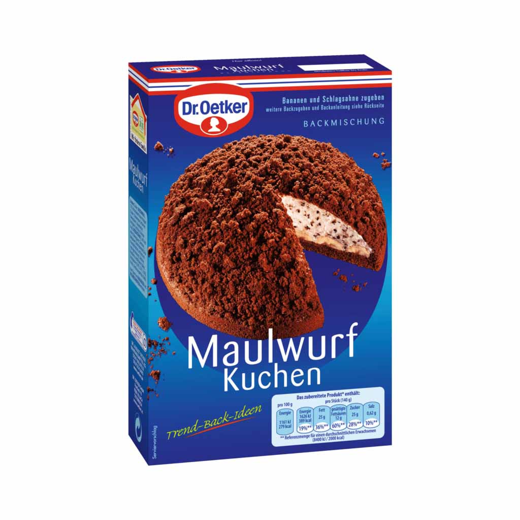 An image of  Dr.Oetker Backmischung Maulwurfkuchen 435g | Sold by Heimat.one, the home to original German products.