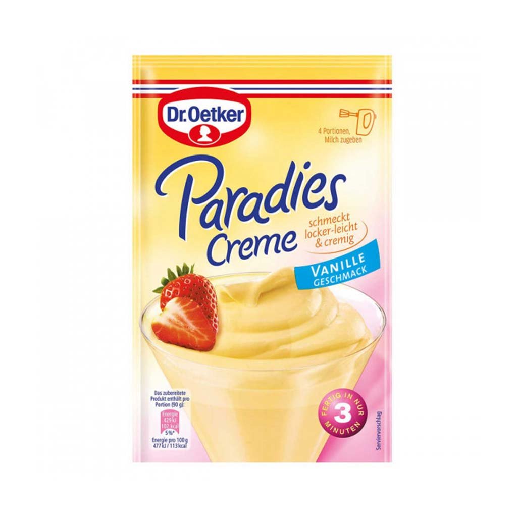 An image of  Dr. Oetker Paradies Creme Vanille | Sold by Heimat.one, the home to original German products.