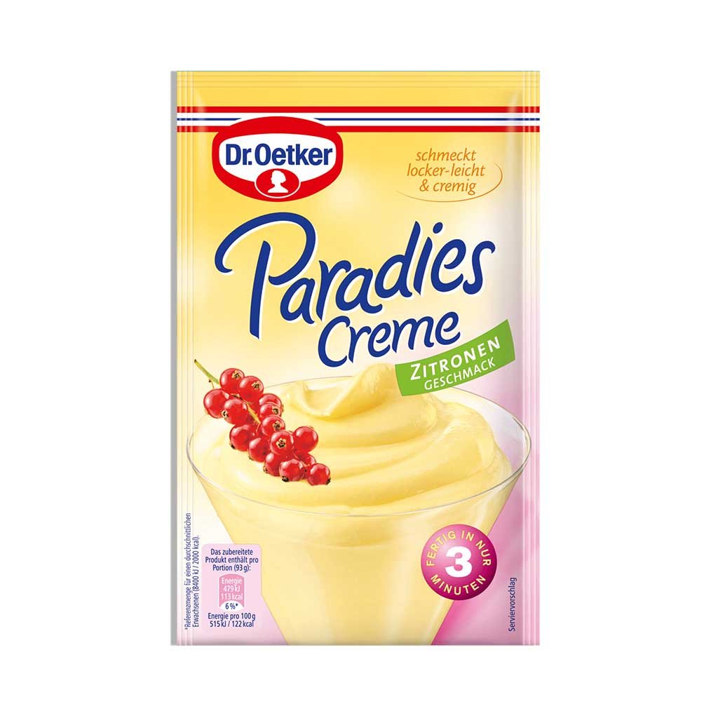 An image of  Dr. Oetker Paradies Creme Zitrone | Sold by Heimat.one, the home to original German products.
