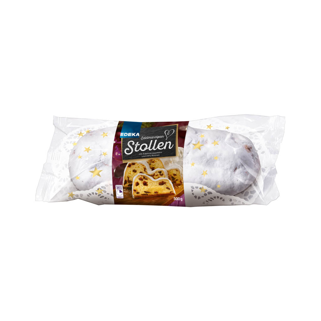 An image of  Edeka Marzipan Stollen 500g | Sold by Heimat.one, the home to original German products.