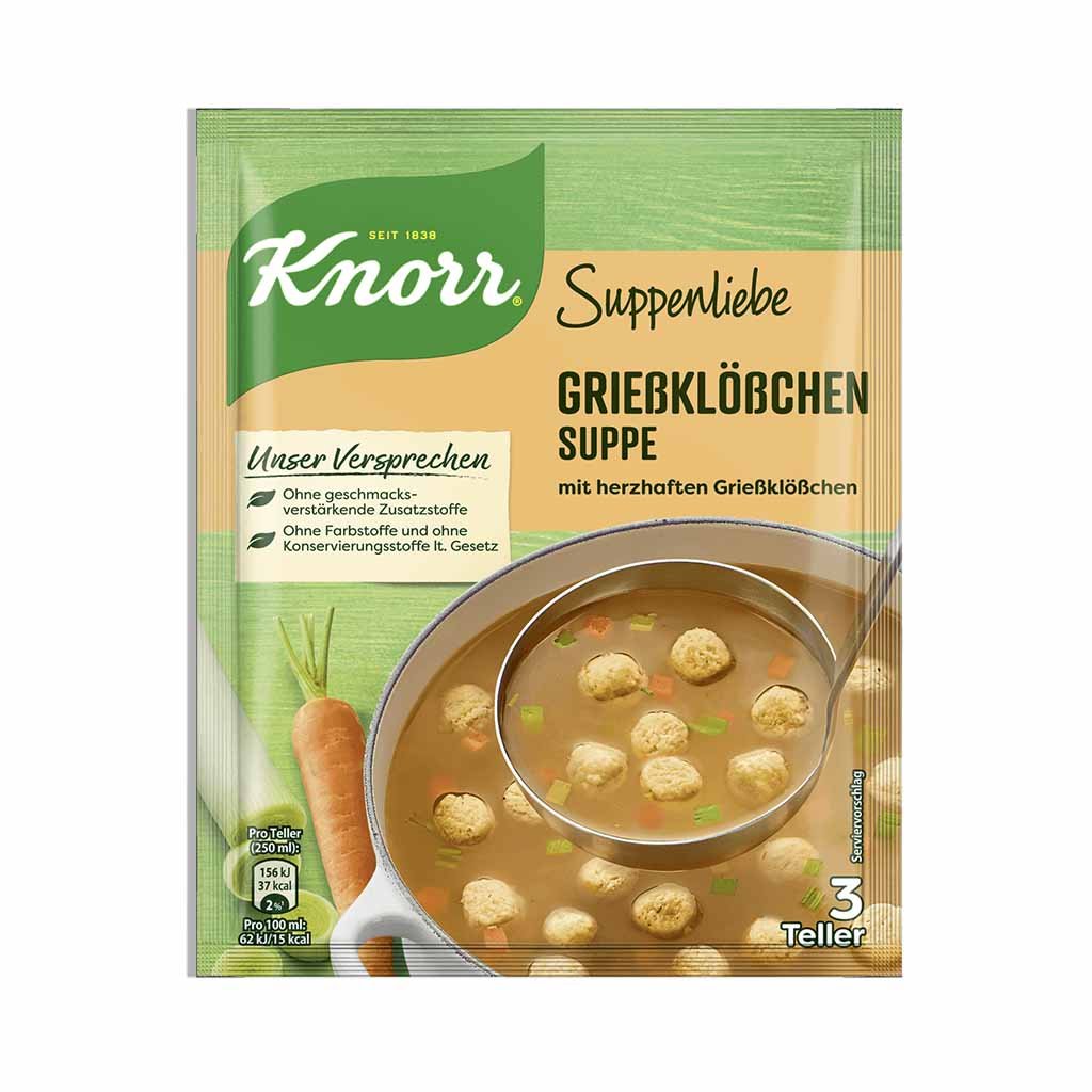 An image of  Knorr Suppenliebe Grießklößchen Suppe 3 Teller | Sold by Heimat.one, the home to original German products.